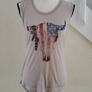 Forever 21 Flag Bull Muscle Tshirt Rope Open Back
